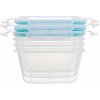 Dóza MagicHome Lunchbox set YH373, sada 3 ks, 600 ml, 135x135x75 mm, štvorcová, Clip