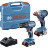 Sada Bosch Professional, Rázový uťahovák skrutkovač 18V GDX18V 285 + Príklepový skrutkovač GSB185 LI, vrátane 2x aku 18V 2,0Ah, rýchlonabíjačky a kufra