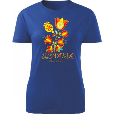 Valach Tričko Slovakia kvet Dámske klasik Kráľovské modré S (36-38)