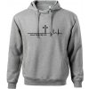 Jesus Saved My Life kríž ekg - Oversized mikina pánska Moon - kratšia + širšia - XL ( Tmavosivý melír )