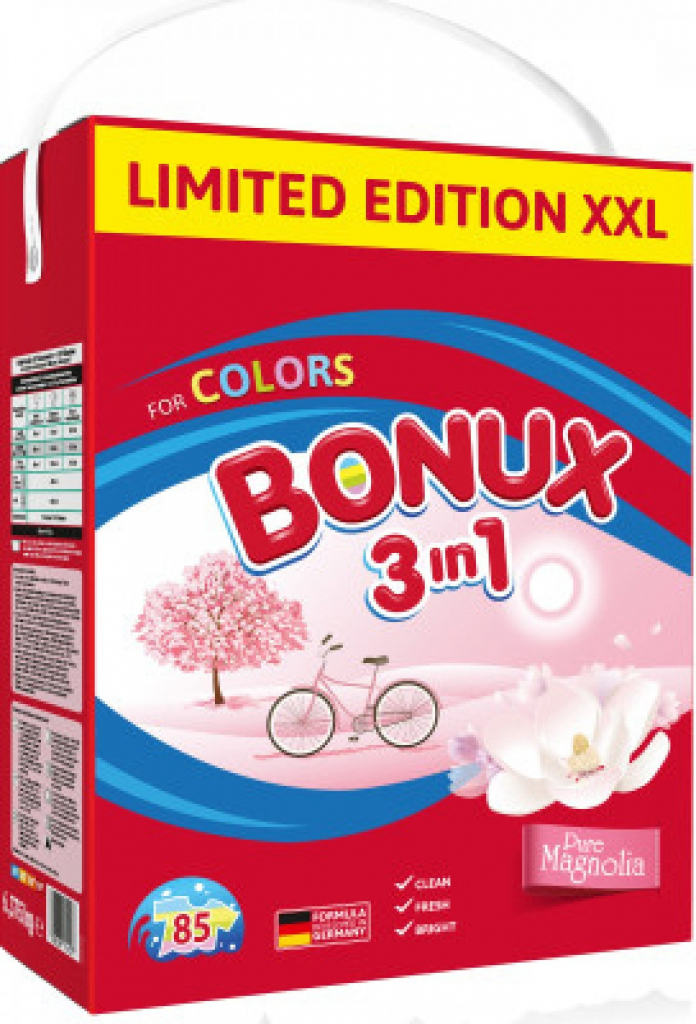 Bonux Color Pure Magnolia 3v1 prací prášek na barevné prádlo 85 PD 6,375 kg