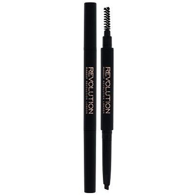 Makeup Revolution London Duo Brow Definer precizní tužka na obočí s kartáčkem 0.15 g odstín Medium Brown
