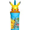 Stor Plastový pohárik Pokémon hrnček Pokémon Pikachu 3D s brčkem 360 ml