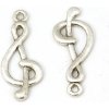 Prívesok huslový klúč 27x11mm platina 1ks (otvor 2mm, obojstraný)