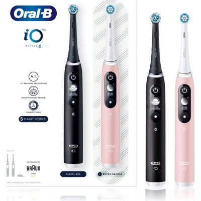 Oral B iO6 DUO elektrická zubná kefka Black & Pink Sand 2 ks