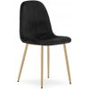 Jedálenská zamatová stolička PADVA - čierna s kovovými nohami v dubovom dekore