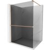 Mexen Kioto+, sprchová zástena Walk-In s poličkou a vešiakom 130 x 200 cm, 8mm šedé sklo, medený matný profil, 800-130-121-65-40