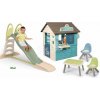 Set šmykľavka s dvojitou vlnou a domček zmrzlináreň Toboggan XL Life Smoby dĺžka šmyku 230 cm s vodotryskom a stôl s dvoma stoličkami KidChair