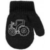 Be Snazzy Detské palcové pletené rukavičky s traktorom Čierne