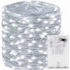 Vianočné osvetlenie na stromček na batérie 100 LED biele studené 10 m
