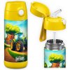 Detská termo fľaša z nerezovej ocele so slamkou JARLSON CHARLI Traktor 350 ml