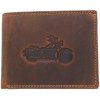 Ewena Pánska kožená peňaženka hnedá s motívom Motorky