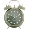 KLASICKÝ BUDÍK STOLOVÝ HODINY KOVOVÝ ZELENÝ Ø 11,8 cm S DIAMANTMI