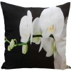 Čierna obliečka na vankúšik vzor biela orchidea Šírka 40 cm | Dĺžka 40 cm čierna