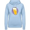 AWDis Hoodie Mikina - Motív - Pivo so smrtkou 2 - Nebeská modrá - XS - Dámske
