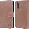 Peňaženkové kožené puzdro Oil na Samsung Galaxy A24/A25 5G - Svetlo hnedá