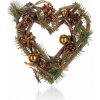Vianočný veniec v tvare srdca 24 cm hnedo‑zlatý