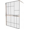 MEXEN/S - KIOTO Sprchová zástena WALK-IN s poličkou a držiakom uterákov 100 x 200, transparent/čierna 8 mm ružové zlato 800-100-121-60-78