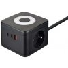 Síťový adaptér VIKING YC23L, čierna/Output:2xAC,1xUSB-A,2xUSB-C/dotykové LED svetlo/1,4m kabel VYC23LB