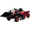 mamido Detský elektrický traktor s radlicou a prívesom červený