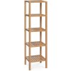 Bambusový regál s 5 policami Autronic DR-011-3 – prírodný masív, 140 cm