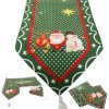 Vianočný behúň na stôl zelený 205 × 35 cm so Santom, snehuliakom a sobom
