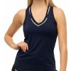 Lucky in Love Laser Embroidered Performance Apparel Lurex Vneck Cutout Tank midnight