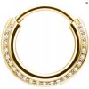 Kruhový piercing Wildcat Jewelled Concave Septum Clicker Gold Veľkosť: 1,2 x 6 mm