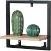 Autronic - Polička nástěnná 35x20 cm, MDF, dekor dub, kov černý mat - P-071 OAK