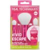Real Techniques cestovný set štetcov + púzdro so zrkladom Vivid Escape, 6 ks