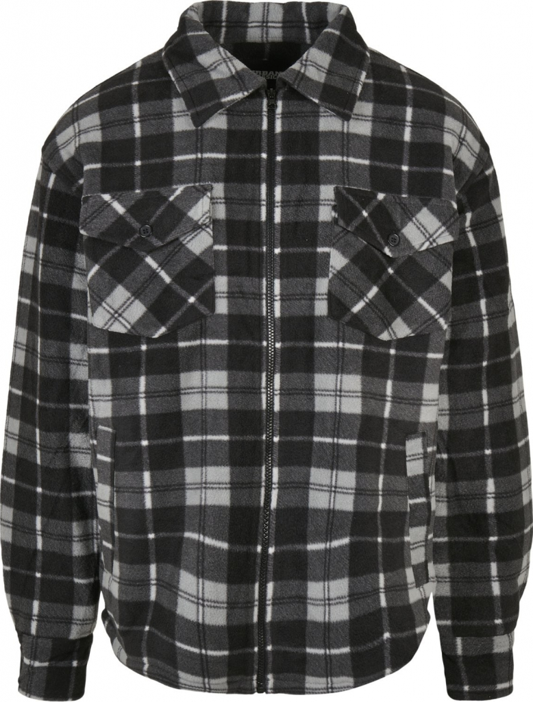 Urban Classics Plaid Teddy Lined Shirt jacket black/white