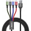 Baseus CA1T4-A01 Fast 4in1 Kábel 2x Lightning, USB-C, MicroUSB 3.5A 1.2m, Čierny