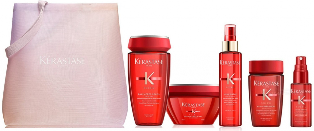 Kérastase Soleil Summer Set 2024 - Šampon 250ml + Maska 200ml + Olejová mlha 150ml + Šampon 80ml + Olejová mlha 45ml Dárková sada