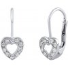 Silvego Strieborné náušnice srdiečka pre deti so Swarovski® Zirconia SILVEGOB70455SW