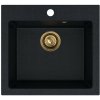 Sink Quality Ferrum 50, kuchynský granitový drez 490x450x195 mm + zlatý sifón, brocade, SKQ-FER.B.1K50.XG