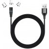 Colorway Nabíjecí Kabel 3v1 Lightning+MicroUSB+USB-C/ Magnetic/ 2.4A/ Nylon/ Quick Charge 3.0/ 1m (CW-CBUU038-BK)