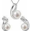 Strieborná súprava z riečnych perál 29042.1 biela sa zirkóny