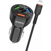 Autonabíjačka KAKU (KSC-493) 3xUSB 20W 4,8A QC3.0 +kabel USB 8-PIN Lightning kábel - čierna