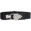 Lifestyle dámsky elastický elegantný opasok s brošňou čierny