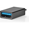 NEDIS USB-C adaptér/ USB 3.2 Gen 1/ zástrčka USB-C/ zásuvka USB-A/ 5 Gbps/ OTG/ kulatý/ poniklovaný/ Box/ černý