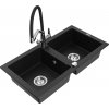 MEXEN/S MEXEN/S - Mario granitový drez 2-bowly vrátane batérie Duo, čierna 6504-77-671701-07