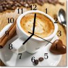 Nástenné sklenené hodiny Káva 30x30 cm