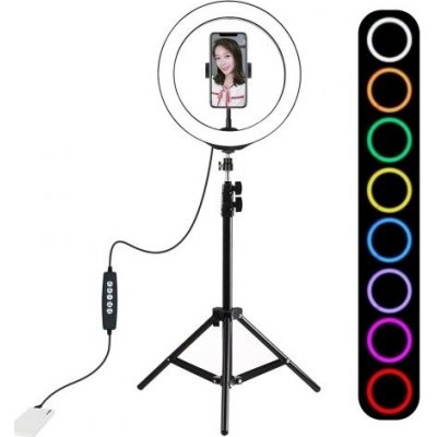 Puluz RGB Selfie Ring kruhové LED svetlo + statív čierne PKT3044