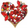 Amparo Miranda® Brošňa Srdce s motýlikmi, Farba červená