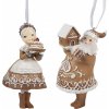 Clayre & Eef 2ks hnedá vianočná ozdoba perníčkový Santa so Santovou - 9*7*13 cm / 8*6*13 cm - Clayre & Eef