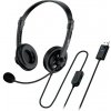 Genius headset - HS-230U, náhlavný, drôtový, s mikrofónom, ovládanie hlasitosti, dĺžka kábla 2,4m, USB, čierny