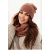 Fashionweek Dámska Súprava teplý pohodlný dámsky set dámska čiapka a šál cashmere touch S2468 Farba: Mocca, Veľkosť: Universal