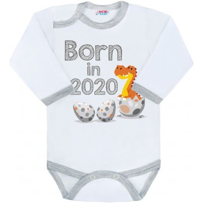 NEW BABY Body s potlačou New Baby Born in 2020 sivo biele
