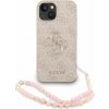 Guess PU 4G Metal Logo Strap Zadní Kryt pre iPhone 15 Pink