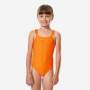 DECATHLON Dievčenské jednodielne plavky Lila so sukničkou oranžové 4-5 r (103-112 cm)